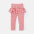 Toddler Girl Solid Color Ribbed Skirt Leggings Pink image 2