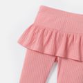 Toddler Girl Solid Color Ribbed Skirt Leggings Pink image 3