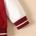 2pcs Baby Boy/Girl Colorblock Raglan Sleeve Sweatshirt & Sweatpants Set Burgundy image 4