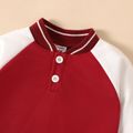 2pcs Baby Boy/Girl Colorblock Raglan Sleeve Sweatshirt & Sweatpants Set Burgundy image 3