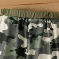 2pcs Baby Boy Letter Print Camouflage Colorblock Spliced Long-sleeve Sweatshirt & Sweatpants Set Army green image 5