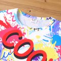 2Pcs Kid Boy Letter Graffiti Print Short-sleeve Tee and Shorts Set Multi-color image 4