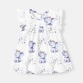 Baby Girl Allover Elephant & Star Print Flutter-sleeve Dress White image 1