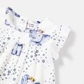 Baby Girl Allover Elephant & Star Print Flutter-sleeve Dress White image 3