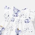 Baby Girl Allover Elephant & Star Print Flutter-sleeve Dress White image 4