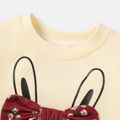 Baby Girl Rabbit Graphic Floral Print Hem Long-sleeve Faux-two Dress WineRed image 3
