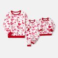 Valentine's Day Mommy and Me Allover Red Heart Print Long-sleeve Sweatshirts Red image 1