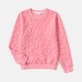 Valentine's Day Mommy and Me Long-sleeve Pink Heart Textured Sweatshirts Pink image 2