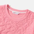 Valentine's Day Mommy and Me Long-sleeve Pink Heart Textured Sweatshirts Pink image 3