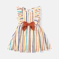 Toddler Girl Stripe Bowknot Design Ruffled Sleeveless Dress COLOREDSTRIPES image 1