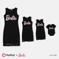 Barbie Mommy and Me 95% Cotton Fringe Trim Sleeveless T-shirt Dresses Black image 1