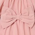 Baby Girl 100% Cotton Solid Color Bowknot Design 3/4 Sleeve Rompers Dark Pink image 3