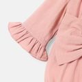 Baby Girl 100% Cotton Solid Color Bowknot Design 3/4 Sleeve Rompers Dark Pink image 5