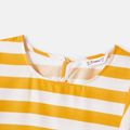 Mommy and Me Yellow Striped Ruffle Trim Short-sleeve A-line Dresses yellowwhite image 3