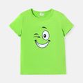Kid Girl/Boy Smile Face Graphic Short-sleeve Cotton Tee Green image 1