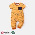 Naia™ Baby Boy Allover Dinosaur Print Short-sleeve Jumpsuit with Pocket Orangebrown image 1