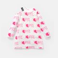 L.O.L. SURPRISE! Kid Girl Valentine's Day Heart Print One Shoulder Long-sleeve Dress Pink image 2