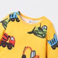 Baby Boy Allover Construction Vehicle Print Long-sleeve Naia Jumpsuit Yellow image 3