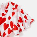 Valentine's Day Family Matching Allover Red Heart Print Surplice Neck Ruffle-sleeve Belted Dresses and Striped Raglan-sleeve Graphic T-shirts Sets REDWHITE image 5