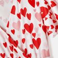 Valentine's Day Family Matching Allover Red Heart Print Surplice Neck Ruffle-sleeve Belted Dresses and Striped Raglan-sleeve Graphic T-shirts Sets REDWHITE image 4