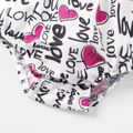 2pcs Baby Girl Allover Heart & Letter Print Bow Front Sleeveless Romper & Headband Set ColorBlock image 5