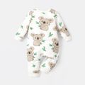 Baby Boy/Girl Cotton Long-sleeve Allover Koala Print Jumpsuit White image 4