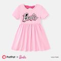 Barbie Toddler Girl Back Bowknot Design Cotton Short-sleeve Dress Light Pink image 1