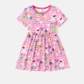Peppa Pig Toddler Girl Mother's Day Stripe/Heart Print Short-sleeve Dress Multi-color image 4