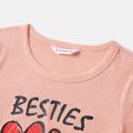 Valentine's Day Mommy and Me Pink Cotton Ribbed Heart & Letter Print Short-sleeve Bodycon Dresses Pink image 3