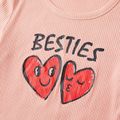 Valentine's Day Mommy and Me Pink Cotton Ribbed Heart & Letter Print Short-sleeve Bodycon Dresses Pink image 4