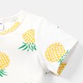 2pcs Toddler Girl/Boy Pineapple Print Short-sleeve Cotton Tee and Button Design Shorts Set Green image 5