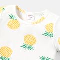 2pcs Toddler Girl/Boy Pineapple Print Short-sleeve Cotton Tee and Button Design Shorts Set Green image 4