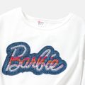 Barbie 2pcs Kid Girl Tie Knot Long-sleeve Cotton Tee and Denim Skirt Set White image 3