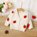 Baby Boy 3D Fruit Decor Button Front Long-sleeve Knitted Cardigan White image 1