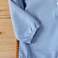 Baby Boy/Girl Solid Imitation Denim Long-sleeve Hooded Romper Blue image 4