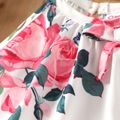 2pcs Kid Girl Floral Print Halter Tee and Button Design Elasticized Shorts Set Pink image 3