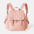 Quilted Diaper Bag Backpack Multifunction Waterproof Travel Back Pack Nappy Changing Bags Mom Bag Pink image 1