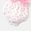 2pcs Baby Girl Polka Dots Print Bow Front Cami Romper & Headband Set Pink image 5