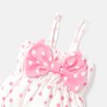 2pcs Baby Girl Polka Dots Print Bow Front Cami Romper & Headband Set Pink image 4