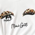 2pcs Kid Girl Face Graphic Short-sleeve Tee and Leopard Print Leggings Set White image 2