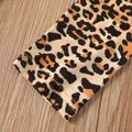 2pcs Kid Girl Face Graphic Short-sleeve Tee and Leopard Print Leggings Set White image 4