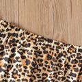 2pcs Kid Girl Face Graphic Short-sleeve Tee and Leopard Print Leggings Set White image 3