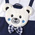 Baby Boy 95% Cotton Long-sleeve Bear Graphic Solid Spliced Romper Dark Blue/white image 4