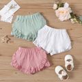 Baby Girl 100% Cotton Solid Ruffle Trim Shorts Light Pink image 2