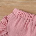 Baby Girl 100% Cotton Solid Ruffle Trim Shorts Light Pink image 4