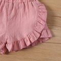 Baby Girl 100% Cotton Solid Ruffle Trim Shorts Light Pink image 3