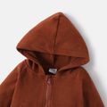 Baby Boy/Girl Solid Hooded Long-sleeve Zipper Jumpsuit Brown image 4