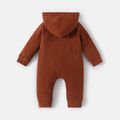 Baby Boy/Girl Solid Hooded Long-sleeve Zipper Jumpsuit Brown image 3