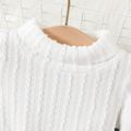 2pcs Baby Girl Solid Imitation Knitting Turtleneck Long-sleeve Top and Plaid Skirt Set White image 4