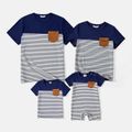 Family Matching 95% Cotton Short-sleeve Colorblock Striped Tee ColorBlock image 1